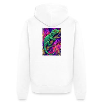 Gecko - Unisex Premium Bio Zip Hoodie - Weiß - Hinten - Thijin (182cm)