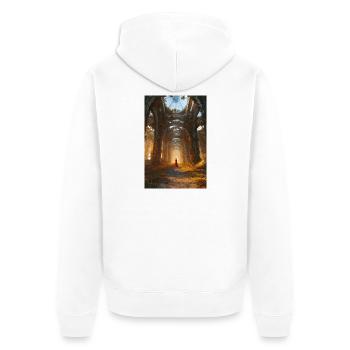 Autumn Ruins Cathedral Walk - Unisex Premium Bio Zip Hoodie - Weiß - Hinten - Thijin (182cm)