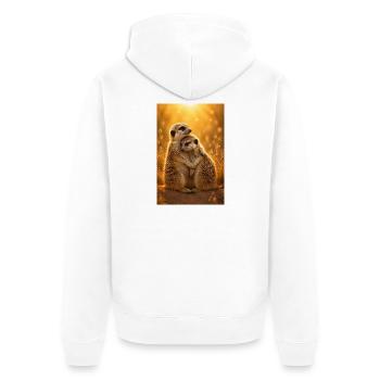 Meerkat Hug - Unisex Premium Organic Zip Hoodie - white - Back - Thijin (182cm)