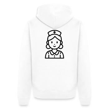 Krankenschwester - Unisex Premium Bio Zip Hoodie - Weiß - Hinten - Thijin (182cm)