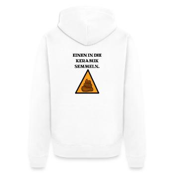 Keramikabteilung Klo Stuhlgang Witziges Schild - Unisex Premium Bio Zip Hoodie - Weiß - Hinten - Thijin (182cm)
