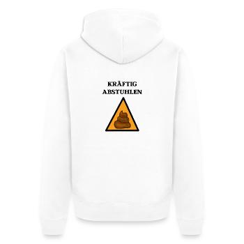 Achtung Kacke Abstuhlen klo wc bad lustige deko - Unisex Premium Bio Zip Hoodie - Weiß - Hinten - Thijin (182cm)