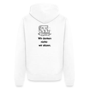 Strandkorb Möwen Denken Sitzen Entspannung Urlaub - Unisex Premium Bio Zip Hoodie - Weiß - Hinten - Thijin (182cm)