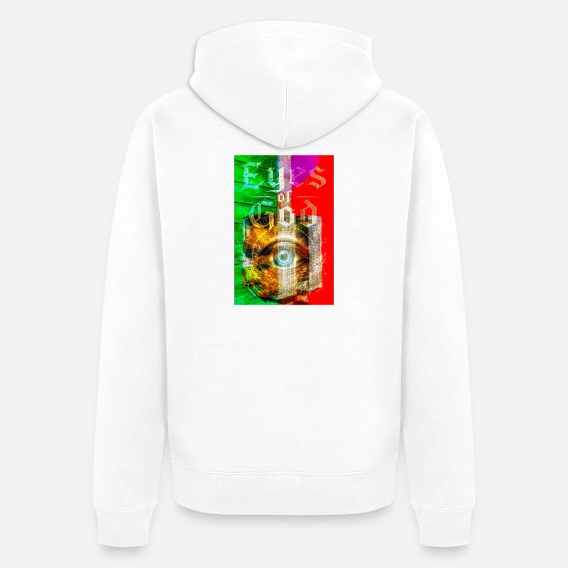 Œil néon dans Metal Circle - Veste à capuche bio Premium Unisexe - blanc