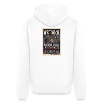Vérités cachées : Poster rétro de conspiration - Veste à capuche bio Premium Unisexe - blanc - Dos - Thijin (182cm)