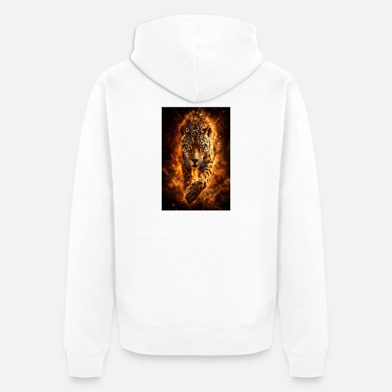 Incendie du léopard - Veste à capuche bio Premium Unisexe - blanc