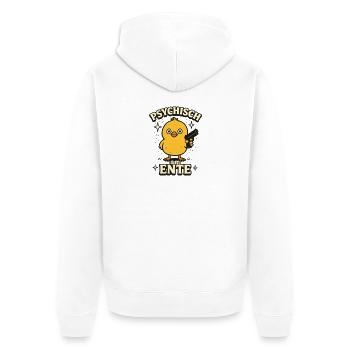 Psychisch Am Ente Lustiger Spruch - Unisex Premium Bio Zip Hoodie - Weiß - Hinten - Thijin (182cm)