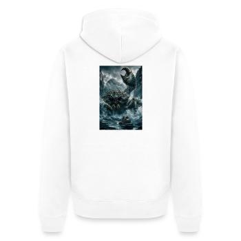 frozen bound Kraken Standoff - Unisex Premium Organic Zip Hoodie - white - Back - Thijin (182cm)