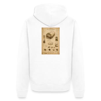 Vintage Burrito Blueprint - Unisex Premium Organic Zip Hoodie - white - Back - Thijin (182cm)