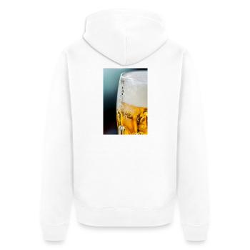 Lichtgold Bierglas Muster - Unisex Premium Bio Zip Hoodie - Weiß - Hinten - Thijin (182cm)