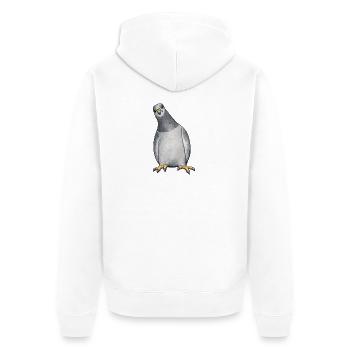 Aquarell Taube auf Schwarz - Unisex Premium Bio Zip Hoodie - Weiß - Hinten - Thijin (182cm)