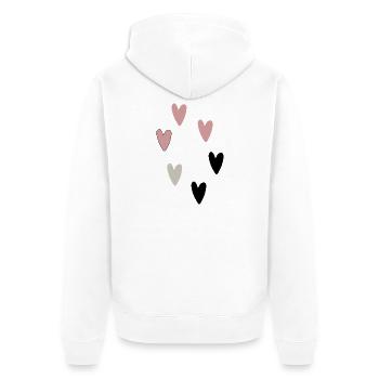 Rosé, Grau & schwarze Herzen Muster I Herzsammlung - Unisex Premium Bio Zip Hoodie - Weiß - Hinten - Thijin (182cm)