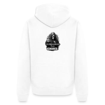 Crâne avec une opinion sarcastique - Veste à capuche bio Premium Unisexe - blanc - Dos - Thijin (182cm)