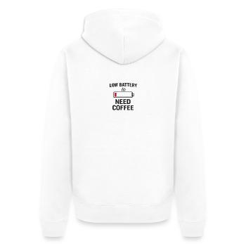 Batterie faible – Besoin de café - Veste à capuche bio Premium Unisexe - blanc - Dos - Thijin (182cm)