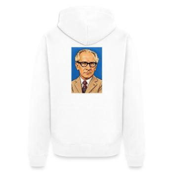 Erich Honecker Karikatur (Posterformat) - Unisex Premium Bio Zip Hoodie - Weiß - Hinten - Thijin (182cm)
