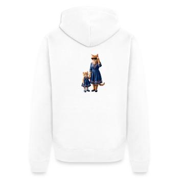 Minettes Story – Ginger Cat Mom & Kitten - Unisex Premium Organic Zip Hoodie - white - Back - Thijin (182cm)