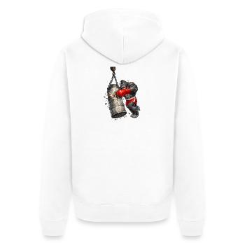 Gorilla Boxer Punching Bag Barrel Zinc - Unisex Premium Organic Zip Hoodie - white - Back - Thijin (182cm)