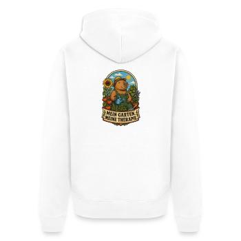 Mein Garten, meine Therapie - Unisex Premium Bio Zip Hoodie - Weiß - Hinten - Thijin (182cm)
