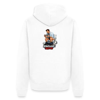 Arbeitszeit Betrug Satire - Unisex Premium Bio Zip Hoodie - Weiß - Hinten - Thijin (182cm)