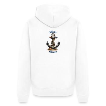 Moin Ostsee Anker Möwe Design - Unisex Premium Bio Zip Hoodie - Weiß - Hinten - Thijin (182cm)