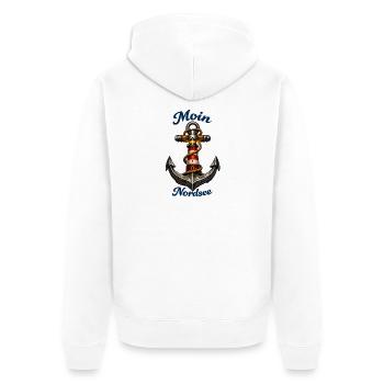 Nordsee Anker Leuchtturm - Unisex Premium Bio Zip Hoodie - Weiß - Hinten - Thijin (182cm)