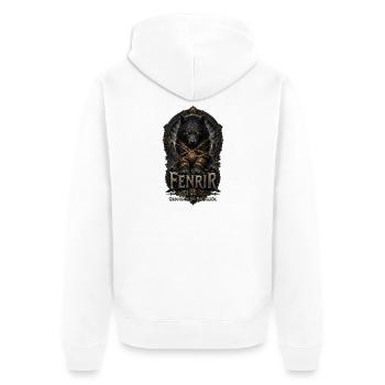 Fenrir Wolf Ragnarök Emblem - Unisex Premium Bio Zip Hoodie - Weiß - Hinten - Thijin (182cm)
