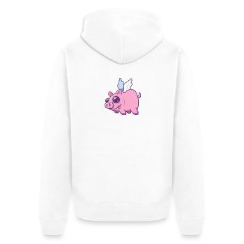 Fliegendes Schweinchen Wolkenflug - Unisex Premium Bio Zip Hoodie - Weiß - Hinten - Thijin (182cm)