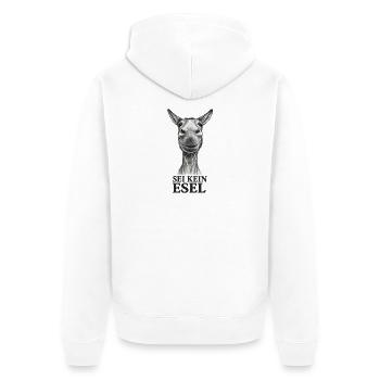 Sei Kein Esel – Karikatur - Unisex Premium Bio Zip Hoodie - Weiß - Hinten - Thijin (182cm)