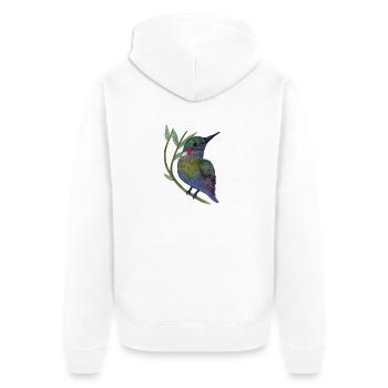 Colorful hummingbird on leaf branch - Unisex Premium Organic Zip Hoodie - white - Back - Thijin (182cm)