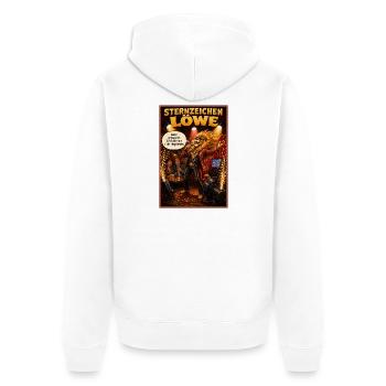 Sternzeichen Löwe - Humor mit großer Bühnenpräsenz - Unisex Premium Bio Zip Hoodie - Weiß - Hinten - Thijin (182cm)