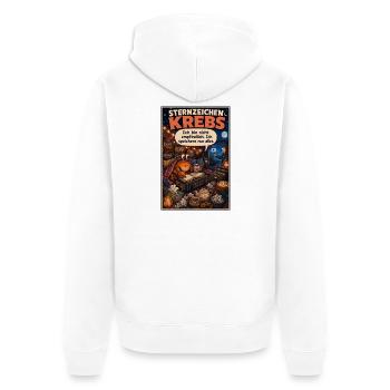 Sternzeichen Krebs -  Gefühle werden archiviert - Unisex Premium Bio Zip Hoodie - Weiß - Hinten - Thijin (182cm)