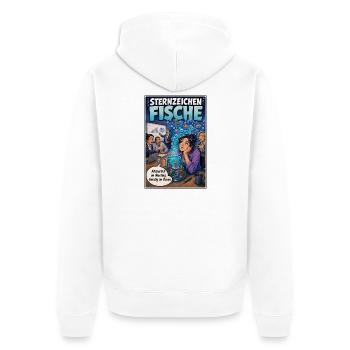 Sternzeichen Fische: Im Meeting, geistig im Ozean - Unisex Premium Bio Zip Hoodie - Weiß - Hinten - Thijin (182cm)