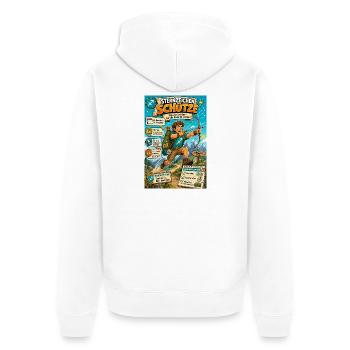Sternzeichen Schütze - Ziel klar, Route spontan - Unisex Premium Bio Zip Hoodie - Weiß - Hinten - Thijin (182cm)