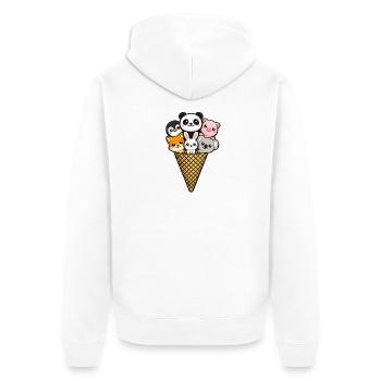 Eiscreme (nicht vegan) - Unisex Premium Bio Zip Hoodie - Weiß - Hinten - Thijin (182cm)