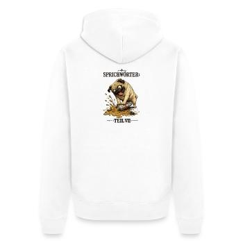 Sprichwort Auf die Tube drücken - Unisex Premium Bio Zip Hoodie - Weiß - Hinten - Thijin (182cm)