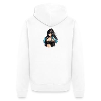 Gothic Anime Girl with Blue Flair - Unisex Premium Organic Zip Hoodie - white - Back - Thijin (182cm)