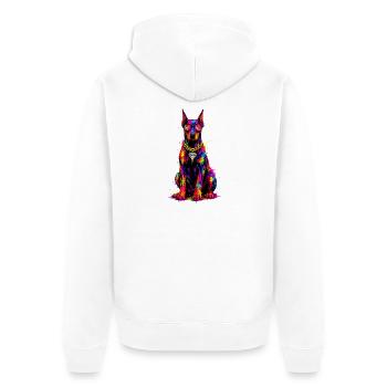 Bunter Neonhund mit Diamant - Unisex Premium Bio Zip Hoodie - Weiß - Hinten - Thijin (182cm)