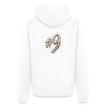 Kreide #9 Hashtag Stil - Unisex Premium Bio Zip Hoodie - Weiß - Hinten - Thijin (182cm)