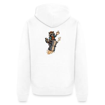 Coffee Rocket Raccoon - Unisex Premium Organic Zip Hoodie - white - Back - Thijin (182cm)