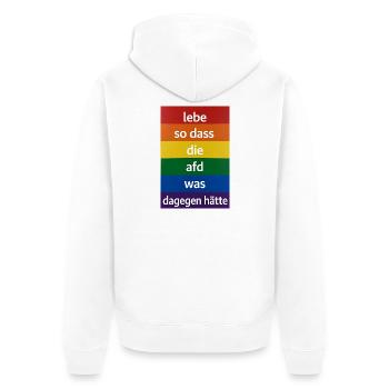 Lebe so dass AfD was dagegen hätte - Unisex Premium Bio Zip Hoodie - Weiß - Hinten - Thijin (182cm)