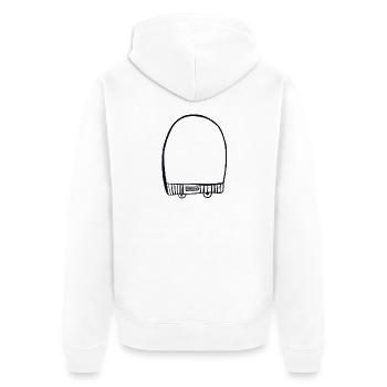 Schwarze Kappe - Unisex Premium Bio Zip Hoodie - Weiß - Hinten - Thijin (182cm)