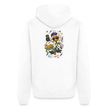 Flower Power Skateboard Flower – Cool Retro Hippi - Unisex Premium Organic Zip Hoodie - white - Back - Thijin (182cm)