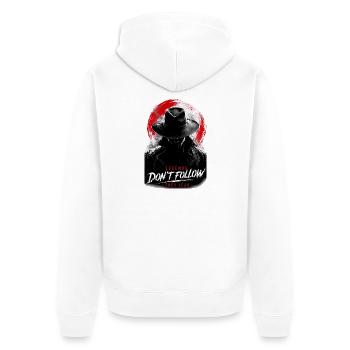 Legends do not lead to follow - Unisex Premium Organic Zip Hoodie - white - Back - Thijin (182cm)