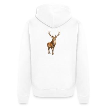 Forest Deer Watercolor Painting - Unisex Premium Organic Zip Hoodie - white - Back - Thijin (182cm)