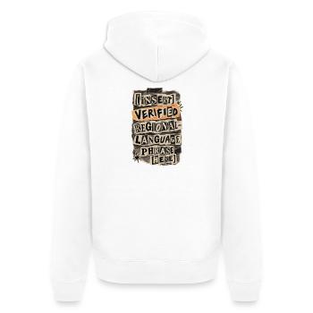 Collage typographique : Expressions régionales - Veste à capuche bio Premium Unisexe - blanc - Dos - Thijin (182cm)