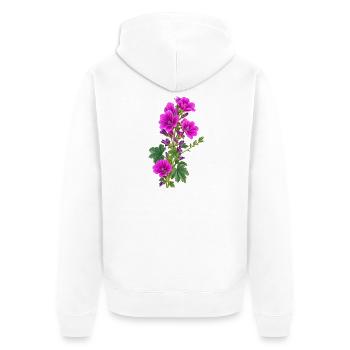 Fleurs de geranium pourpres - Veste à capuche bio Premium Unisexe - blanc - Dos - Thijin (182cm)