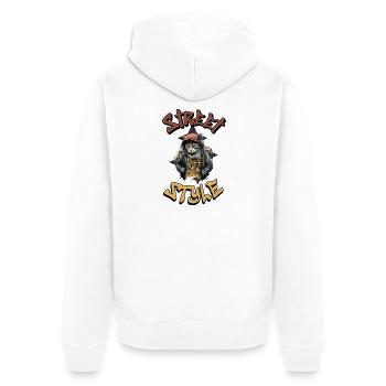 Cat Streetstyle Hip Hop Rap Cool - Veste à capuche bio Premium Unisexe - blanc - Dos - Thijin (182cm)
