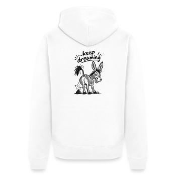 Âne de dessins animés en noir et blanc avec un grand sourire - Veste à capuche bio Premium Unisexe - blanc - Dos - Thijin (182cm)