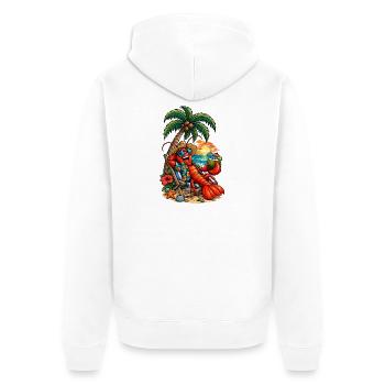 Hawaiianischer Lobster am Strand - Unisex Premium Bio Zip Hoodie - Weiß - Hinten - Thijin (182cm)