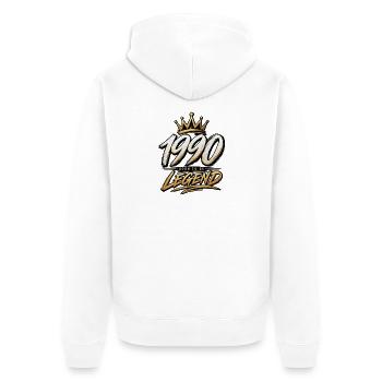 1990 Né : Légende avec couronne - Veste à capuche bio Premium Unisexe - blanc - Dos - Thijin (182cm)